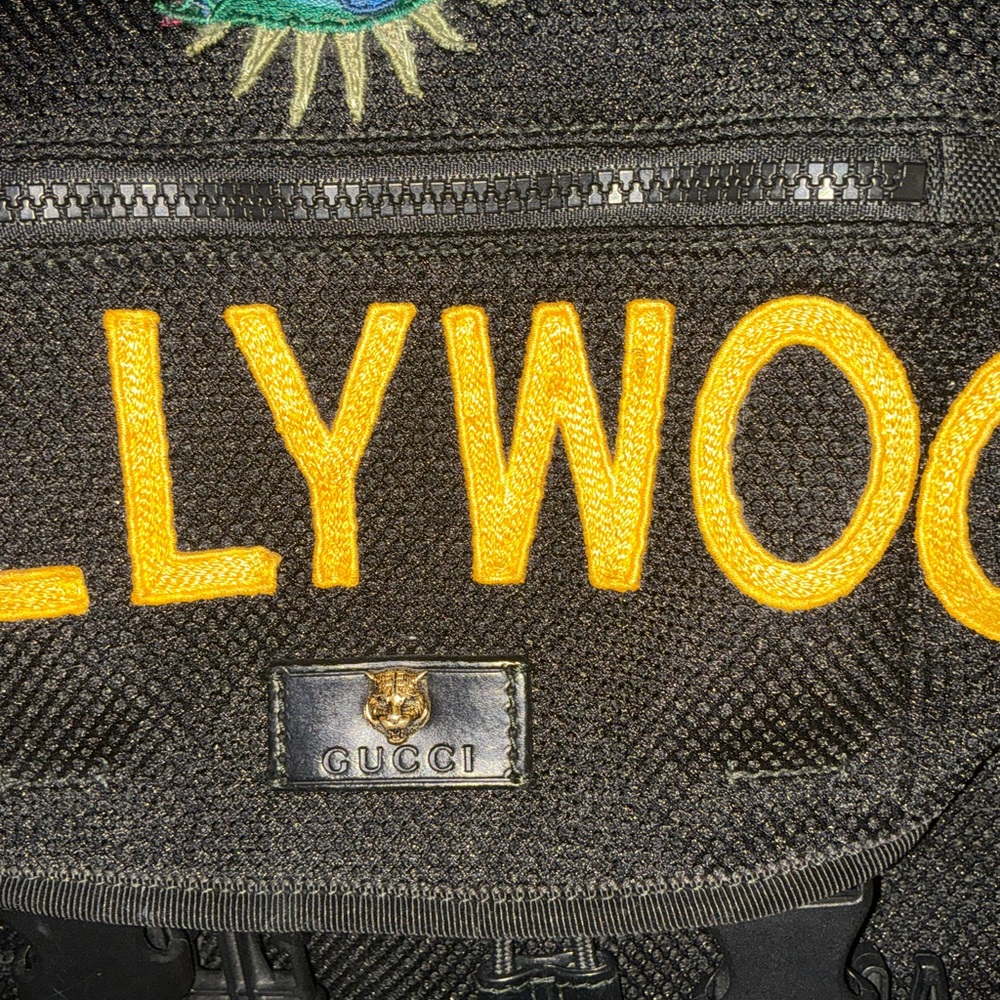 Gucci Hollywood Black Backpack with Multicolor Embroidery Mesh Mix Material - Picture 9 of 15